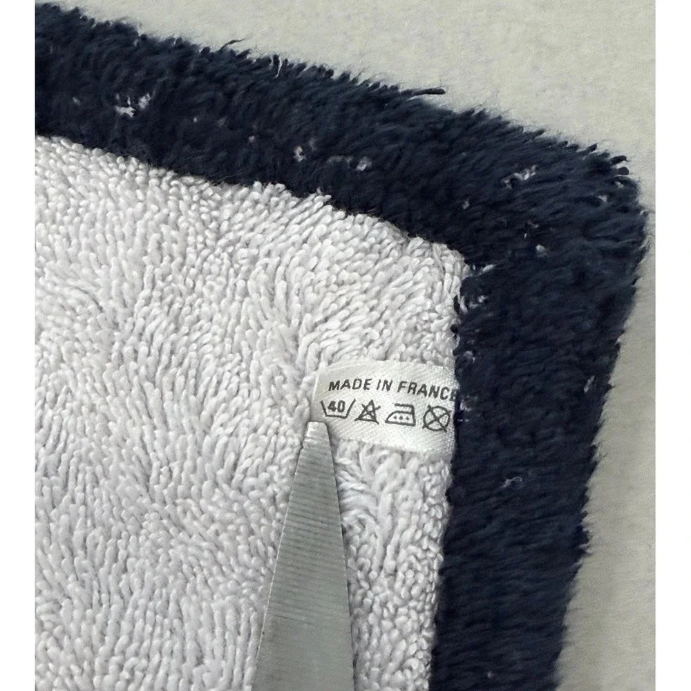 CHANEL Vintage 90's Blue Black White Check CC Logo Beach Towel Made in France